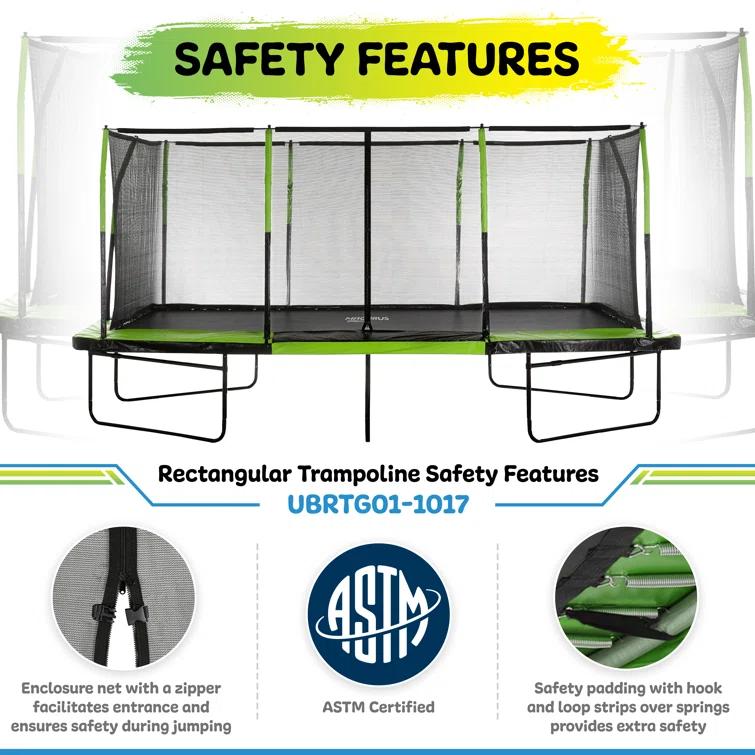 Upper Bounce Machrus Upper Bounce - Mega 10' X 17' Gymnastics Style, Rectangular Trampoline - Green/Black