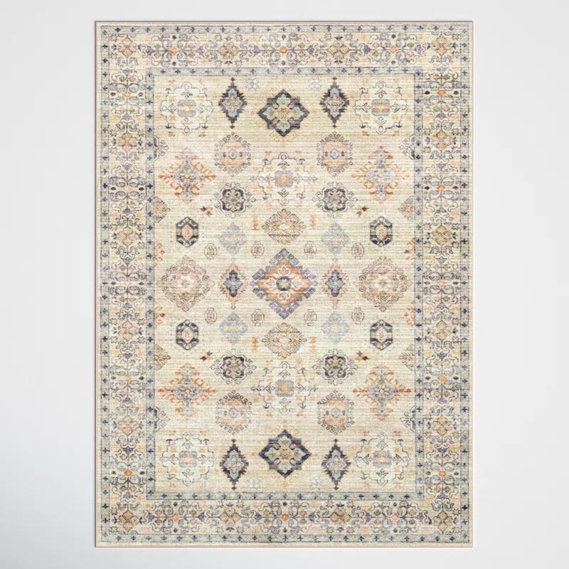 Joss & Main Emmie Oriental Beige/Olive/Denim/Charcoal/Sage Area Rug