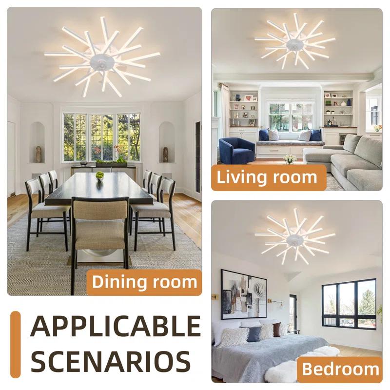 Orren Ellis 36'' 5 - Blade Dimmable LED Ceiling Fan with Remote Control and APP