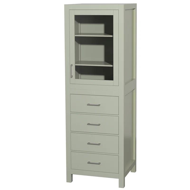 Wyndham Collection Sheffield Solid Wood Freestanding Linen Cabinet
