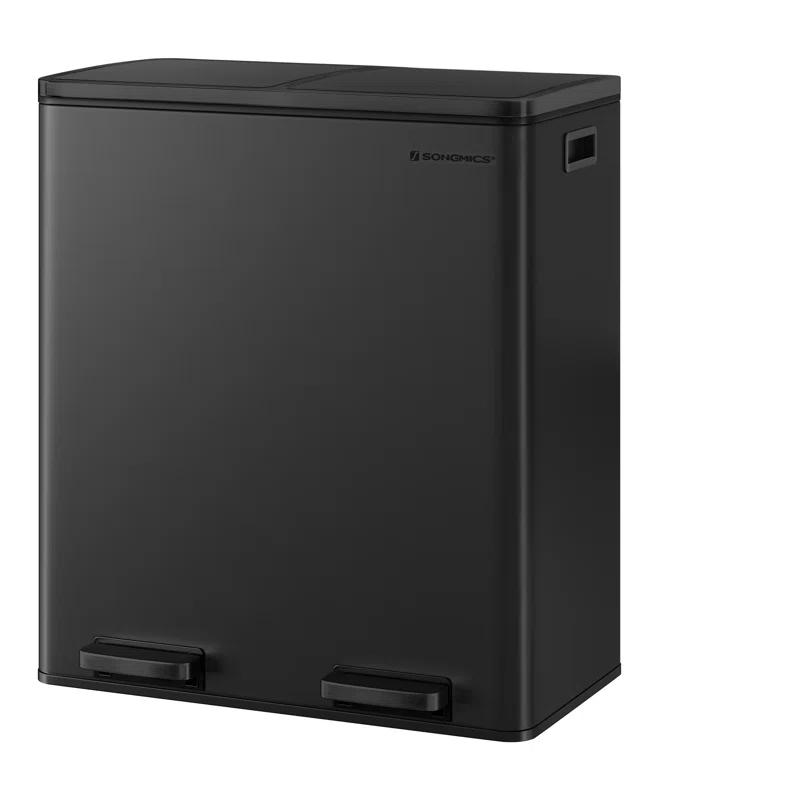 Songmics 2 x 8 Gallon Stainless Steel Multi-Compartments Trash Can with 15 trash bags