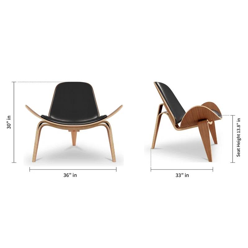 Modholic Modholic Arch Shell Chair, Black - Real Leather