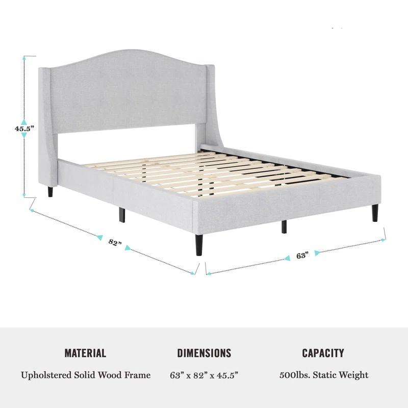 Martha Stewart Martha Stewart Amelia Upholstered Platform Bed With Curved Headboard