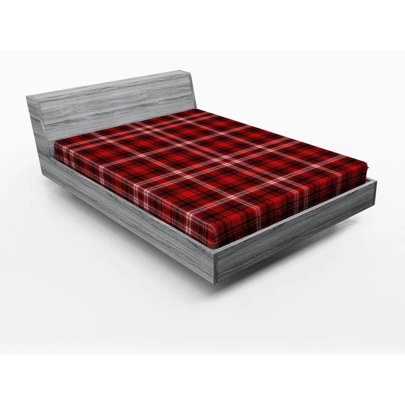 Ambesonne Microfiber Plaid Fitted Sheet