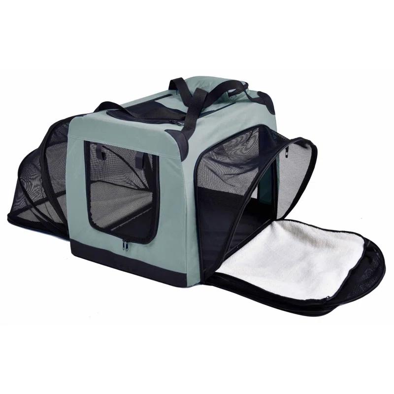 Pet Life 'Hounda Accordion' Metal Framed Soft-Folding Collapsible Dual-Sided Expandable Pet Dog Crate