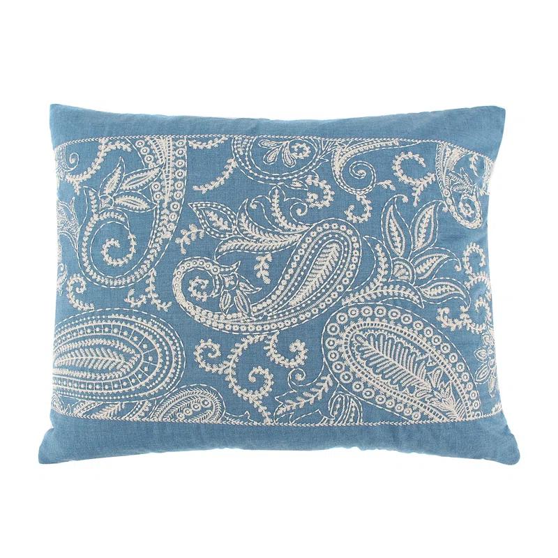 Levtex home Khotan Red Embroidered Blue Pillow
