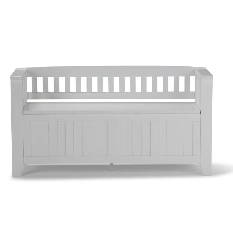 Simpli Home Acadian 48"W Solid Wood Entryway Storage Bench with Lift-Top Lid and Dual Compartments