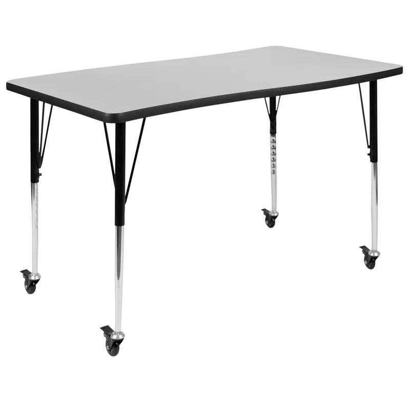 Flash Furniture Goddard 28"W x 47.5"L Rectangular Wave Collaborative Grey Adjustable Height Activity Table