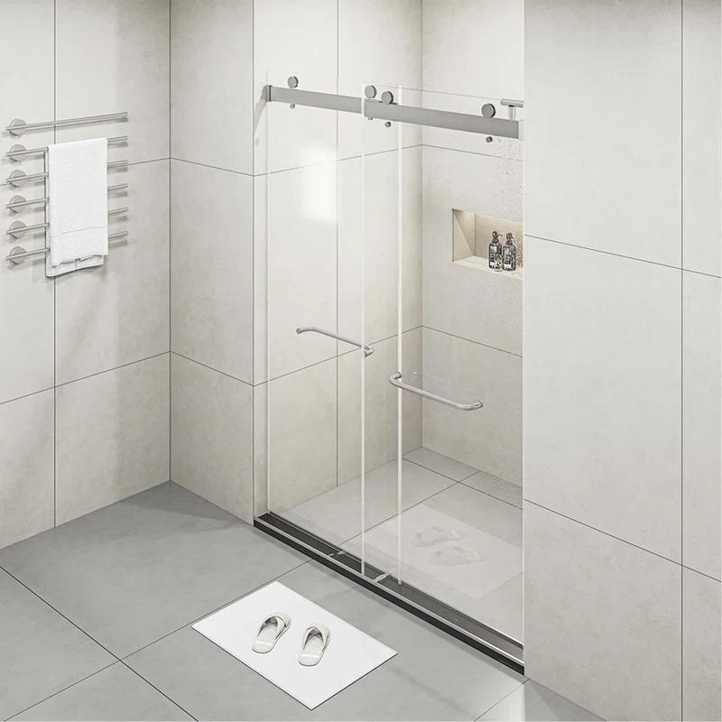 PET STOP LLC F5YDNC1F0736Q 60" Width x 76"Height Shower Doors with 3/8"(10mm) Clear Tempered Glass