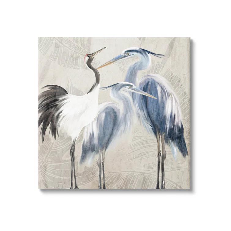 Stupell Industries " Leaf Patterned Crane Heron Birds " by Kim Allen Painting Print