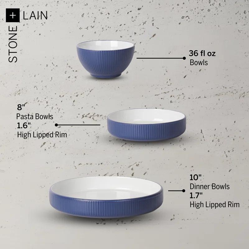 Christian Siriano Christian Siriano Larosso 12-Piece Dinnerware Set with Dinner Bowls and Pasta Bowls, Stoneware