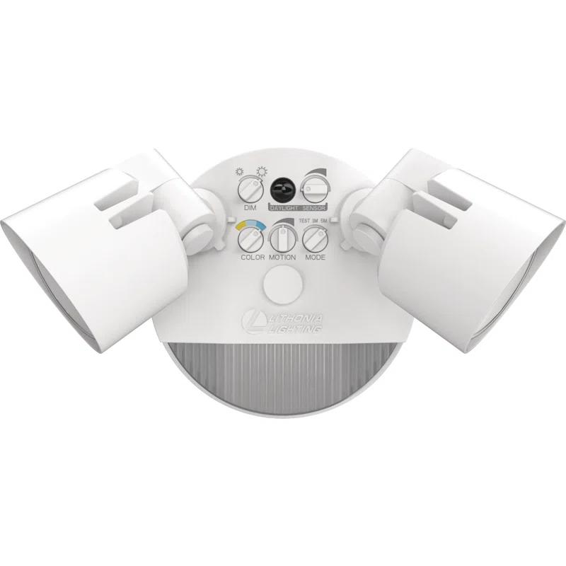 Lithonia Lighting 2 - Head Hardwired Dusk to Dawn Outdoor Security Flood Light with Motion Sensor