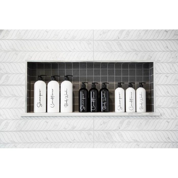 Alora Home Essentials Modern Refillable Shampoo and Conditioner Bottles | 16 Fl oz. | Set of 3