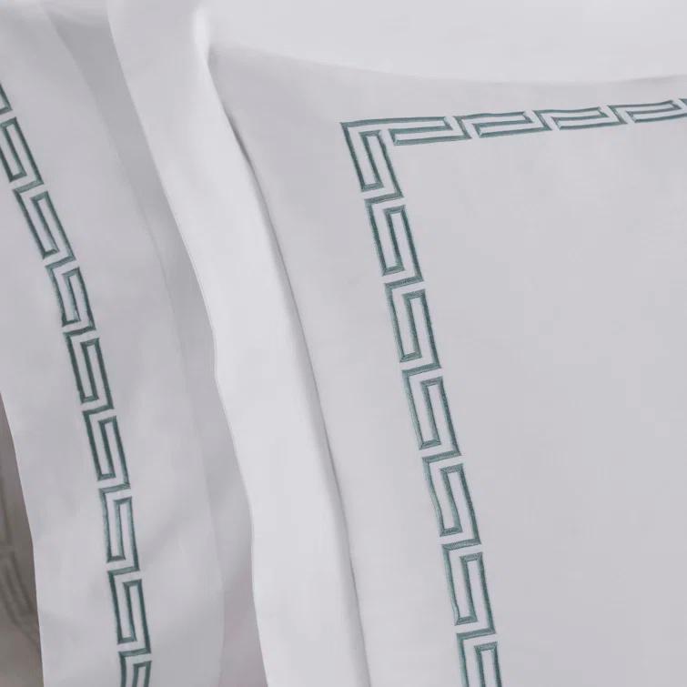 Superior Harrison Cotton Greek Key Embroidered 3 Piece Duvet Cover Set by Superior