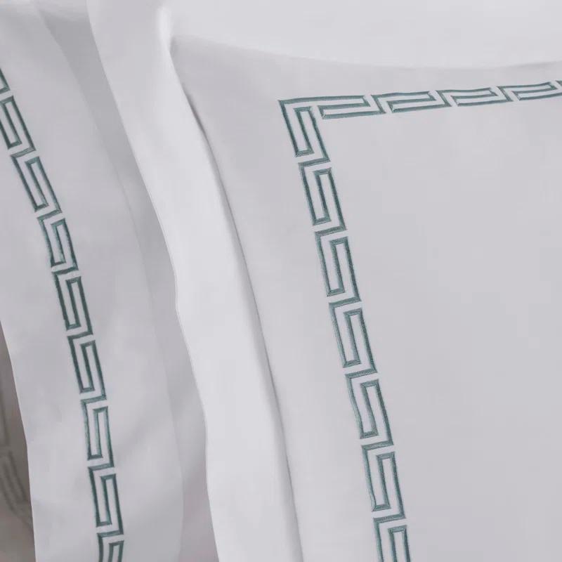 Superior Harrison Cotton Greek Key Embroidered 3 Piece Duvet Cover Set by Superior