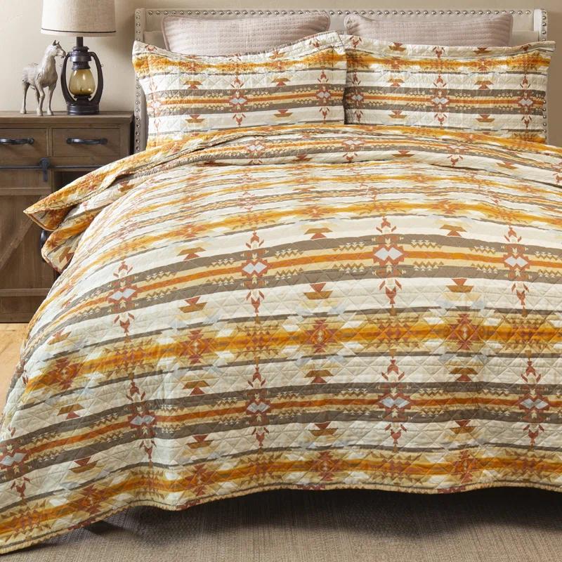 Carstens Inc. Wrangler Amarillo Sunset Southwestern 3-Piece Quilt Set, Queen & Reviews | Wayfair