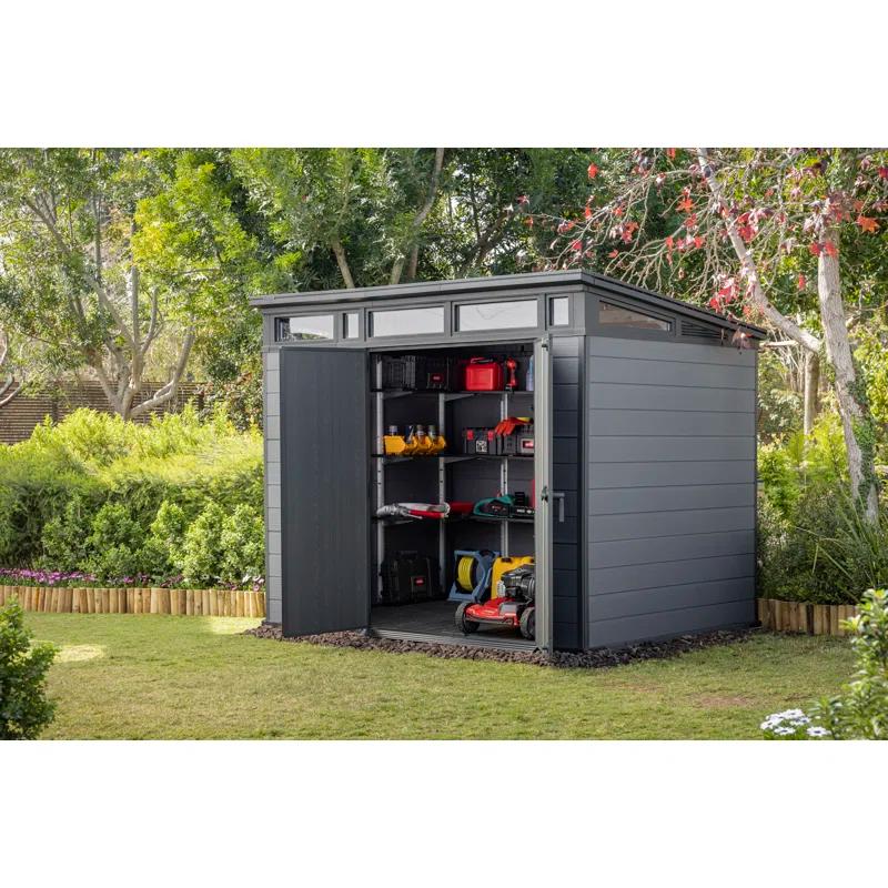 Keter Keter Storage Shed Shelf Kit 40 Inch Easy Assembly Steel Reinforced Utility Kit with Heavy Duty Brackets and Rails, Black