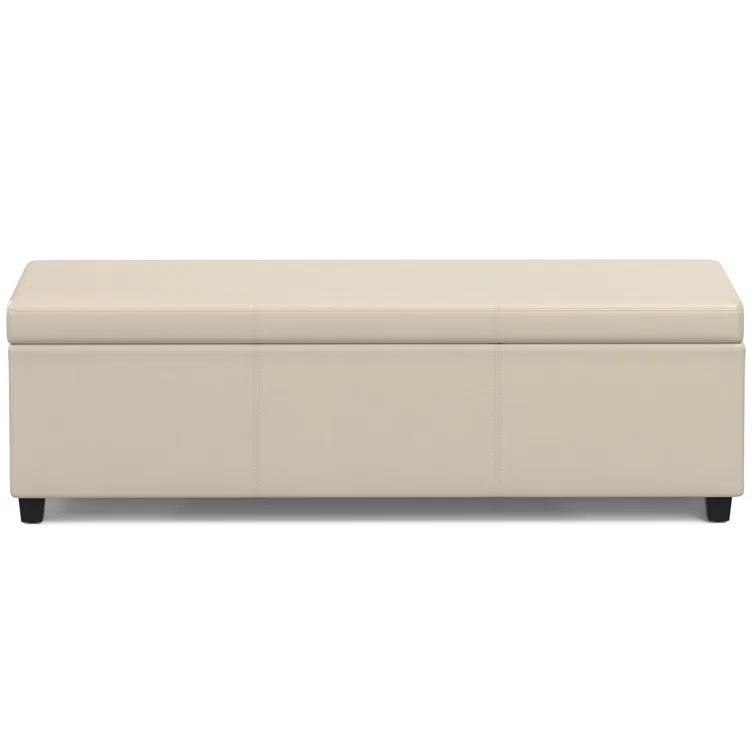 Simpli Home Avalon 54"W Upholstered Storage Ottoman Bench with Interior Storage and Safety Hinges