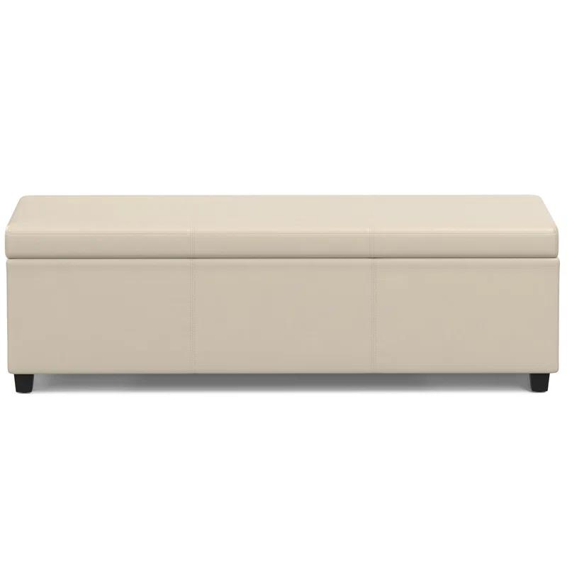 Simpli Home Avalon 54"W Upholstered Storage Ottoman Bench with Interior Storage and Safety Hinges