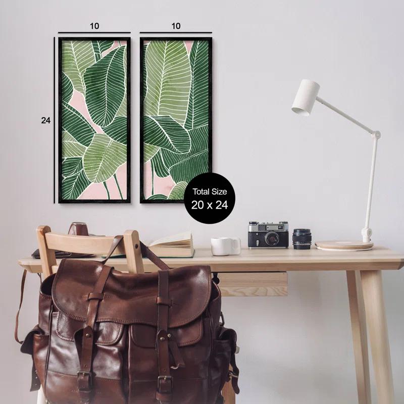 Stupell Industries " Contemporary Jungle Vegetation Leaves " by Ziwei Li 2 - Pieces