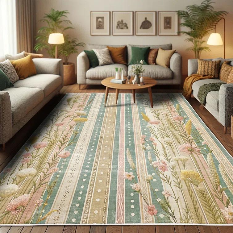 Ambesonne Ambesonne Floral High Density Long Fiber Poly Threads Decorative Area Rug Carpet