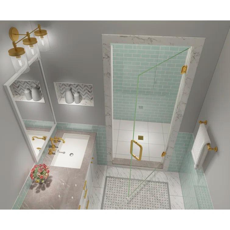Aston Kinkade XL 33.25" - 33.75" W x 80" H Hinged Frameless Shower Door SDR997EZ-BG-33580