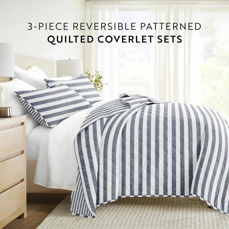 Becky Cameron Quilt Set- Lightweight - All Season Coastal Stripe Bedding