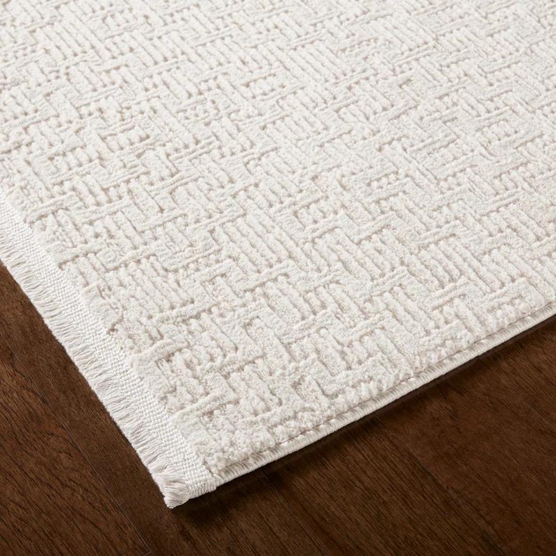 Town & Country Living TOWN & COUNTRY LUXE Tretta Modern Geo Area Rug with Plush High-Low Texture, Ivory