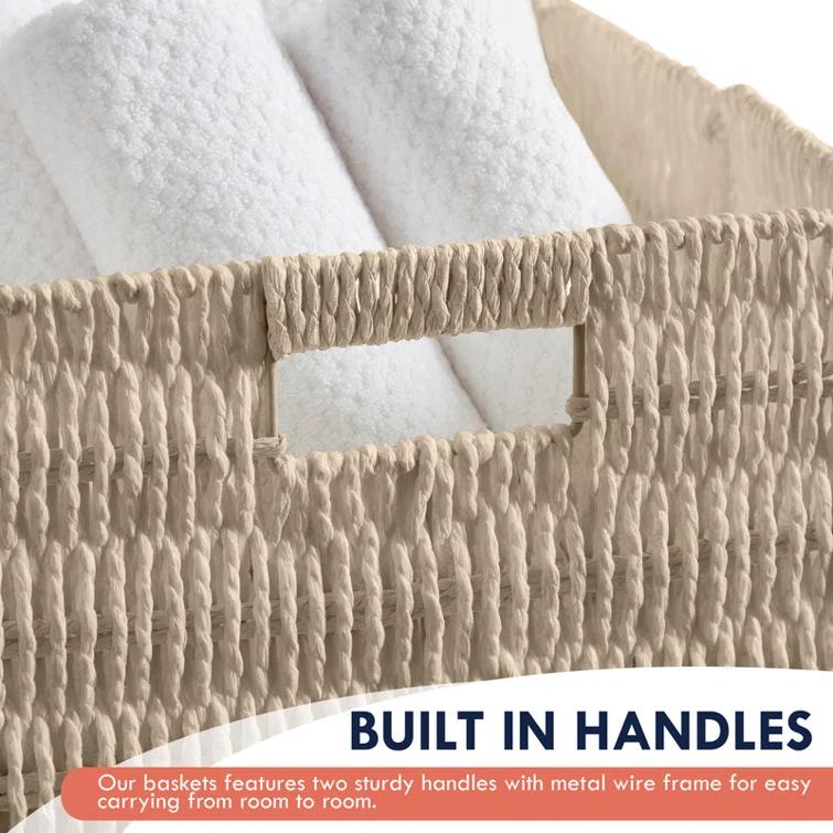 Latitude Run® 2 Pack Wicker Paper Storage Basket Cube Bin (Set of 2)