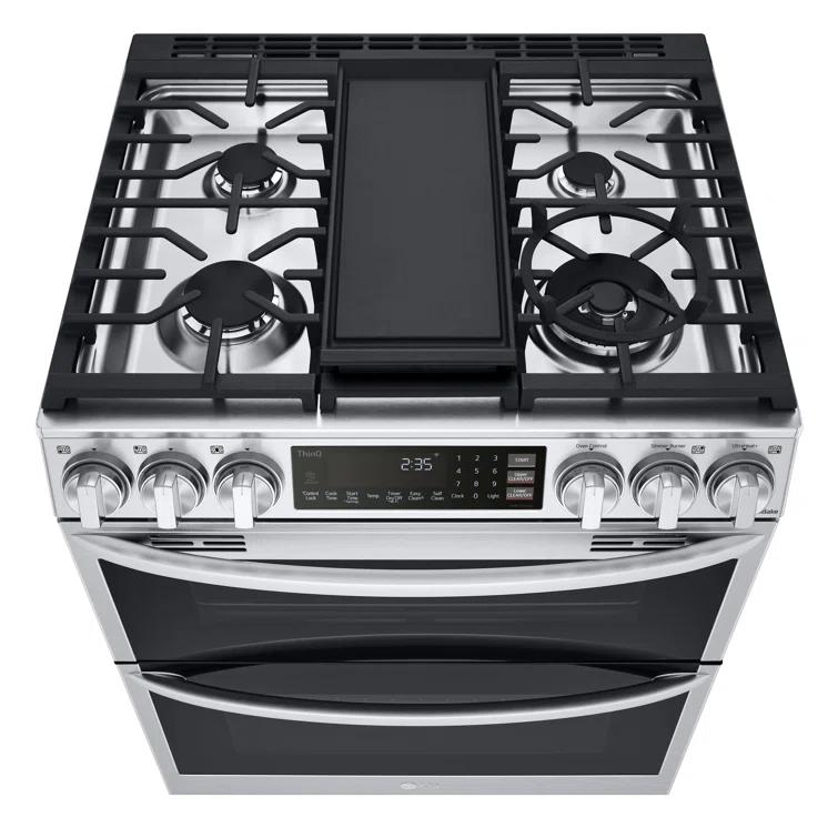 LG LG Smart Gas Double Oven Slide-in Range with InstaView®, ProBake® Convection, Air Fry, and Air Sous Vide, 6.9 cu. ft. LTGL6937F