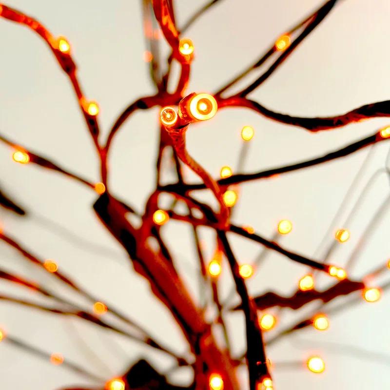 Haunted Hill Farm Haunted Hill Farm Set of 3 Halloween Trees with Bats and Orange LED Lights, 3-ft., 4-ft., and 5-ft.