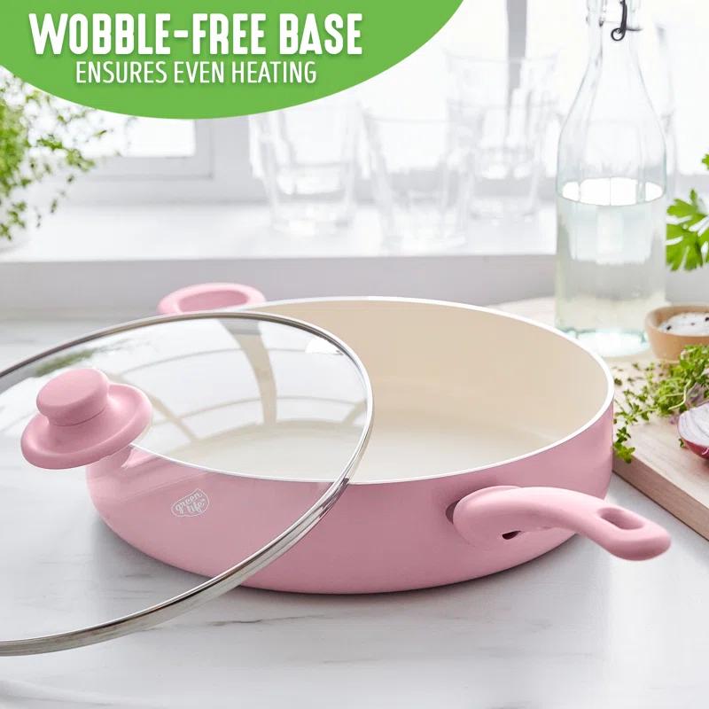 GreenLife GreenLife Soft Grip Healthy Ceramic Nonstick, 5QT Saute Pan Cooker With Helper Handle And Lid