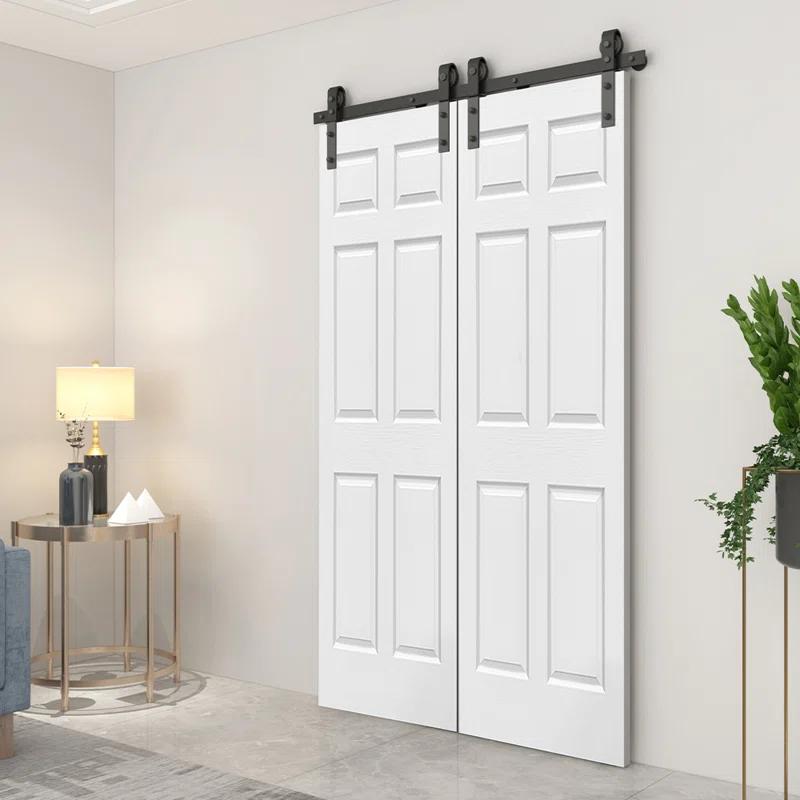 Calhome Paneled MDF Composite Double Bifold Barn Doors with Installation Hardware Kit