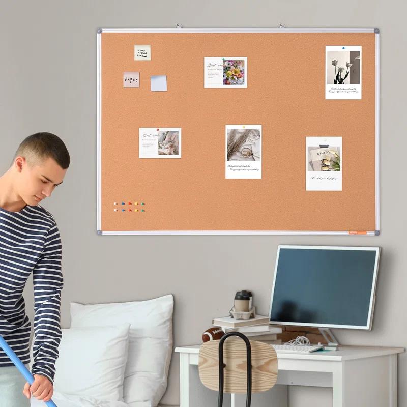 Stellweilan Tessberg 48"x36" Large Cork Board – Wall-Mounted Bulletin Board with Pin Board – Perfect for School, Home, Office
