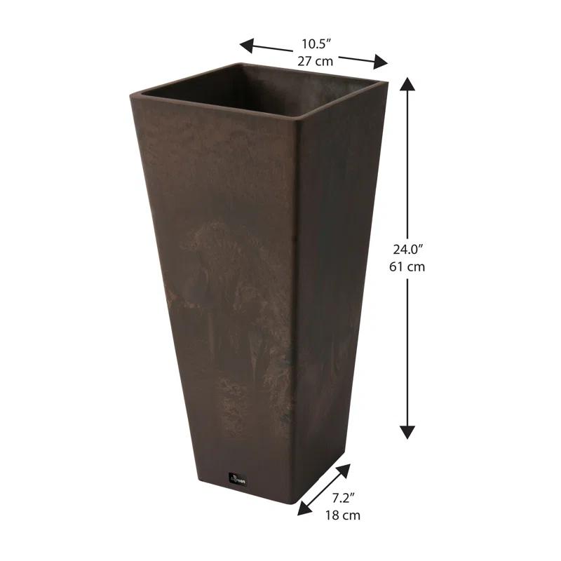 Algreen Valencia 10.5"x24"H Square Planter with Water Tray