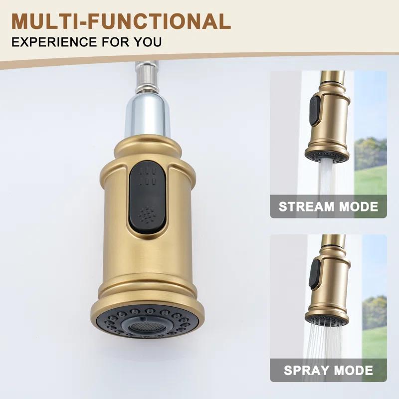 CASAINC 1.8 GPM Single-Handle Pull-Down Kitchen Faucet Single Hole Faucet