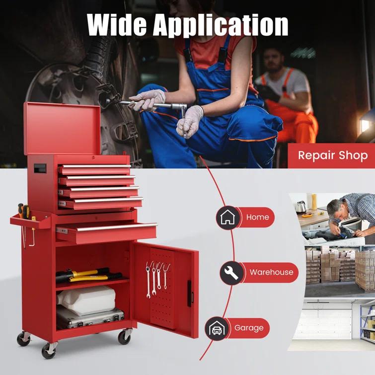 WFX Utility™ 23.5'' W 5 -Drawer Iron Combination Set with Wheels