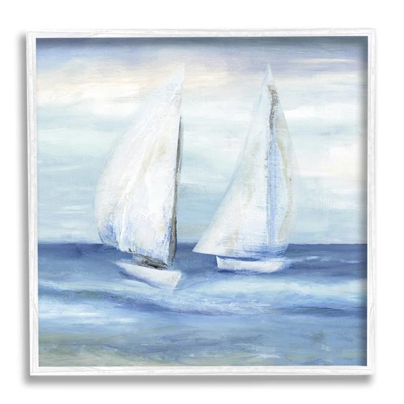 Stupell Industries Au-399-Giclee " Two Sailboats Abstract Blue Scene " by Marilyn Dunlap