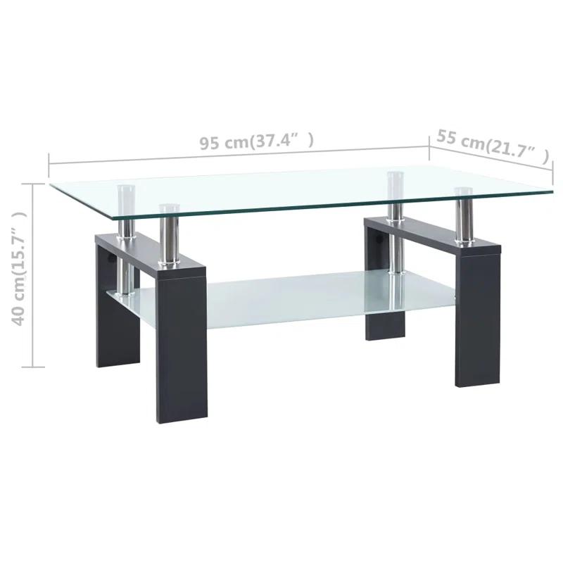 Orren Ellis Paizleigh vidaXL Coffee Table, Tempered Glass Top, Center Table, 37.4''x21.7''x15.7''