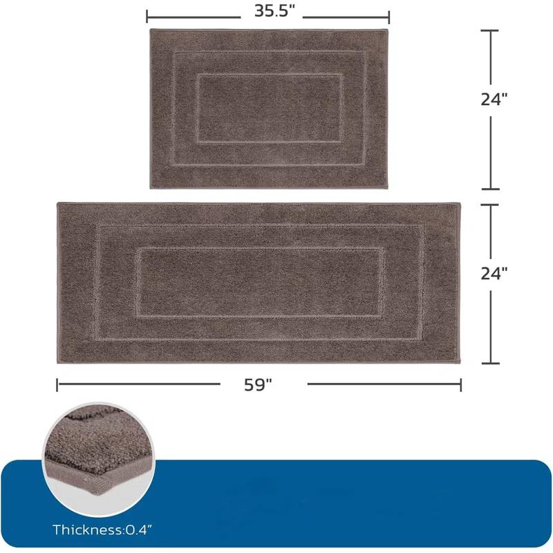 Hokku Designs Machine Washable Kitchen Rug Set [2 PCS] (24" x 35.5"+ 24" x 59")