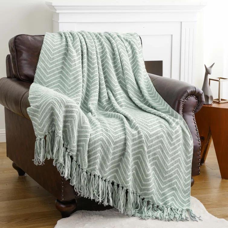Battilo Home Throw Blanket for Couch, Decorative Knit Blanket for Bed, Super Soft Warm Throws for Room Farmhouse Accent Decor, 50"x60"