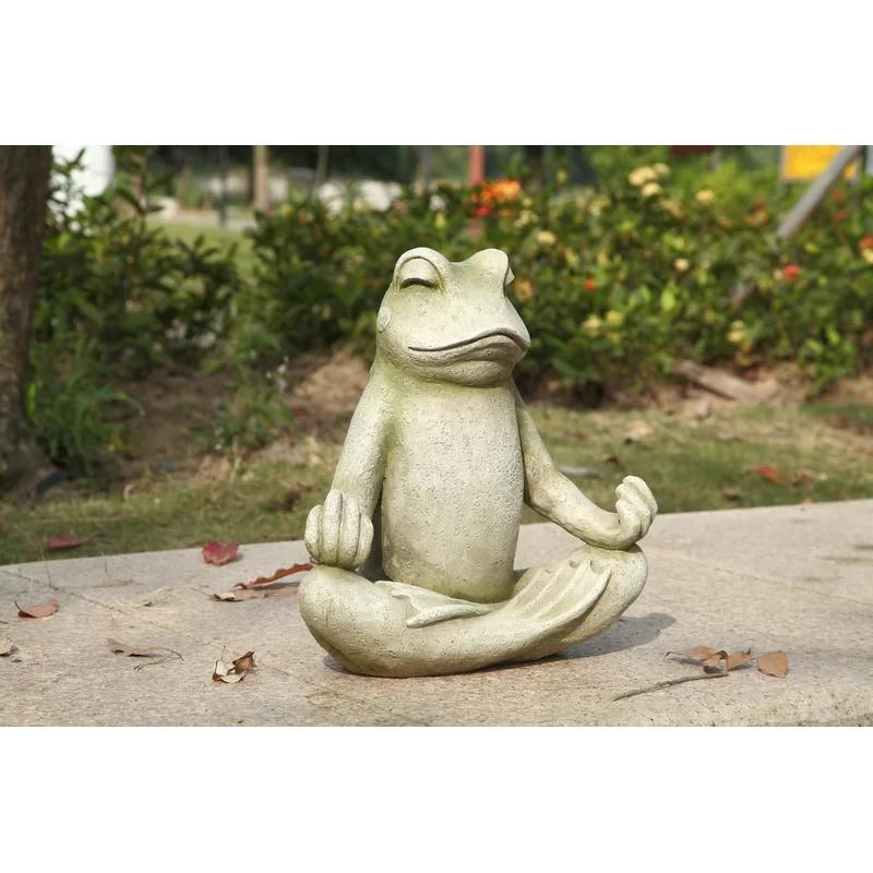 Zen Frog Polyresin Garden Statue in Lotus Position