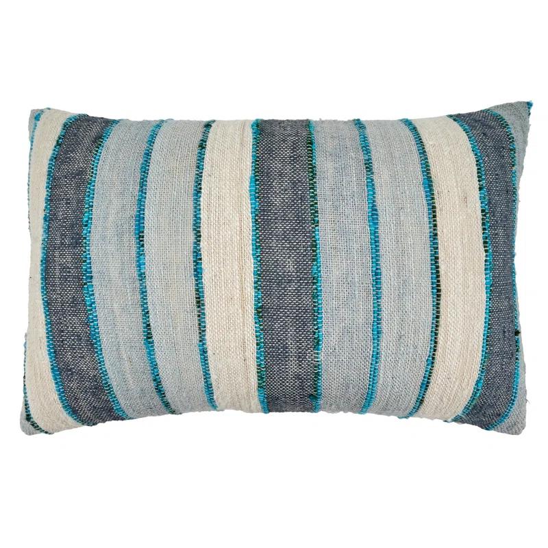 Saro Lynn Collection Striped Cotton Pillow Cover