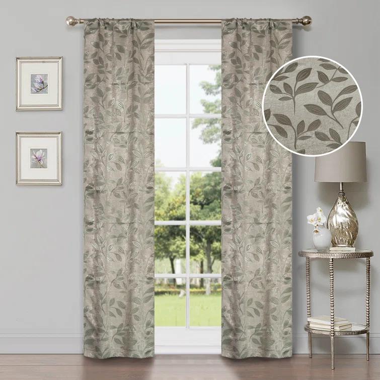 Superior Modern Bohemian Leaves Polyester Machine Washable Room Darkening Blackout Curtains by Superior (Set of 2)