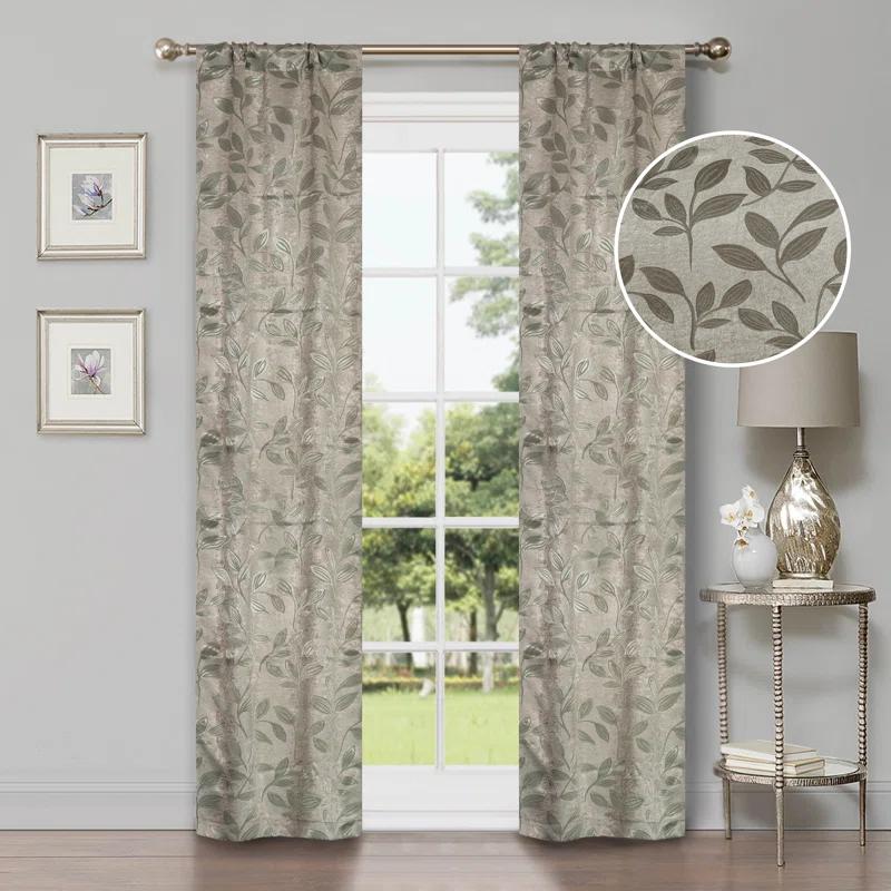 Superior Modern Bohemian Leaves Polyester Machine Washable Room Darkening Blackout Curtains by Superior (Set of 2)