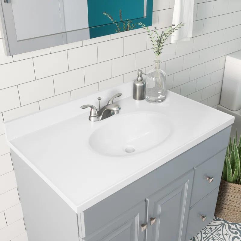 Alcott Hill® 37 Inch Cultured Marble Vanity Top with Backsplash, Improved Package