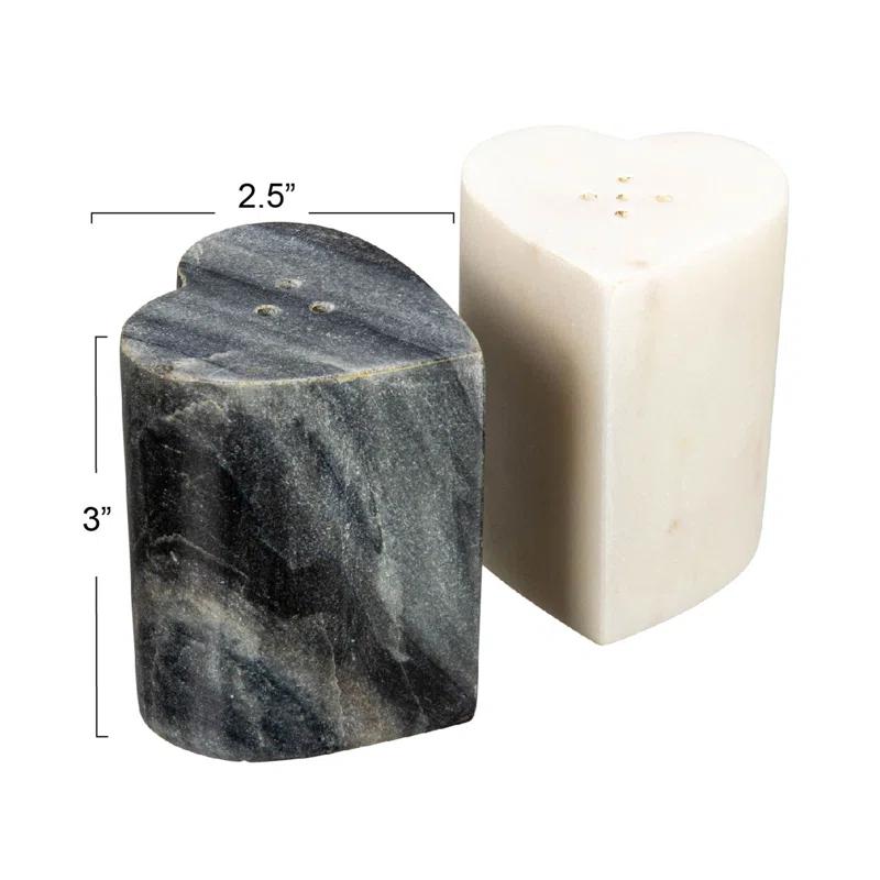 Creative Co-Op Heart-Shaped Marble Salt And Pepper Shakers
