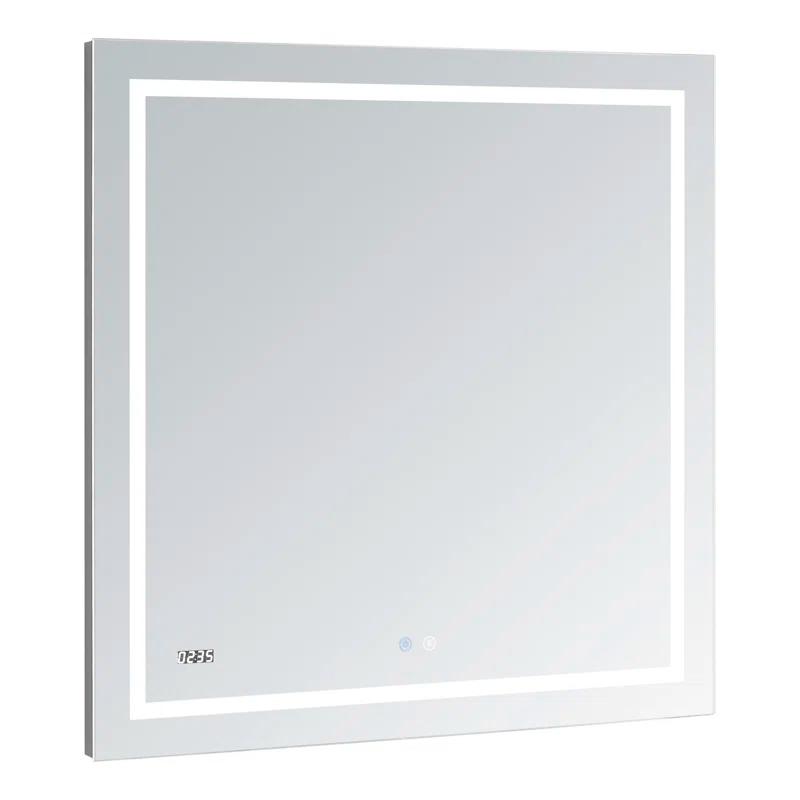 AQUADOM AQUADOM Daytona 40" W x 36" H x 1" D, LED Wall-Mount Mirror for Bathroom with 3 Color Temperature Light, Touch Control, Dimmer and Defogger, Digital Clock