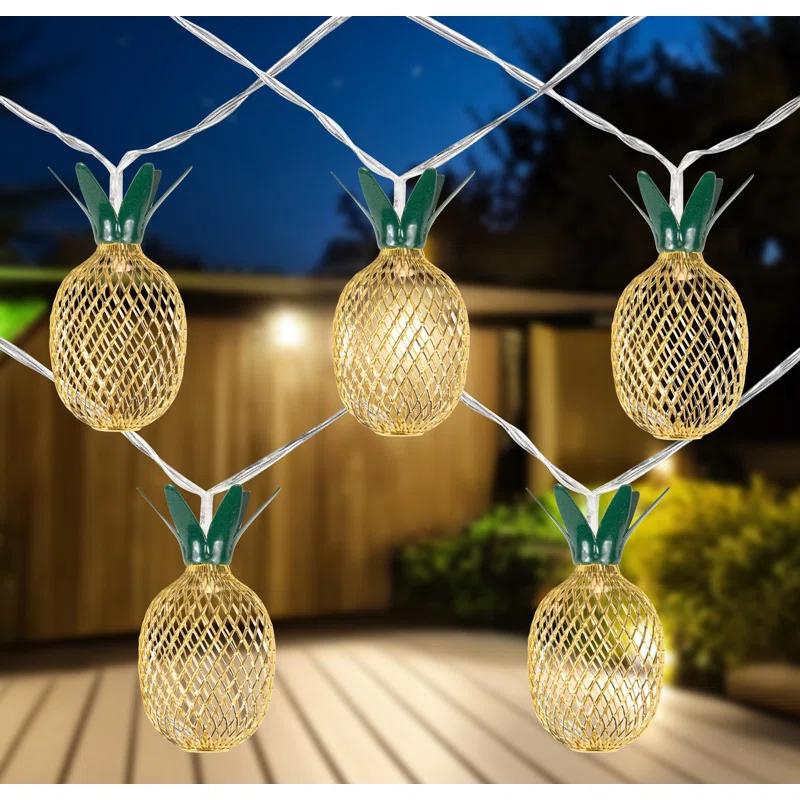 Northlight Seasonal 10 B/O LED Warm White Gold Pineapple Mini Lights - 3' Clear Wire