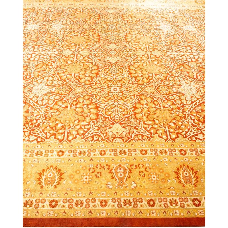 Elegant Ivory Oriental Wool Rug Hand-Knotted 8' x 10'